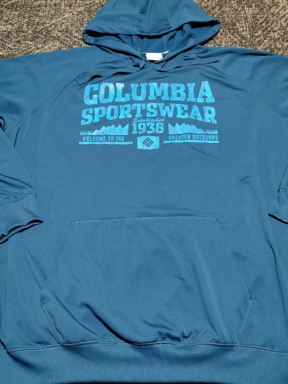 Columbia Sportswear Hoodie Sweatshirt Men's XXL Blue Pullover Graphic Print NWOT